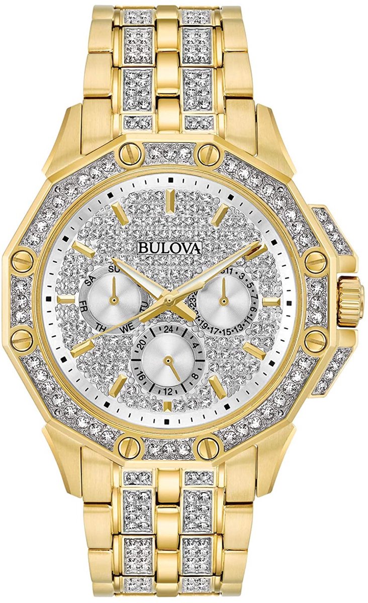 Bulova Crystal Octava 98C126 Horloge - Staal - Goudkleurig - Ø 41 mm