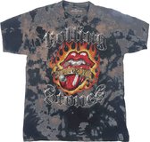The Rolling Stones Heren Tshirt -S- Tattoo Flames Grijs