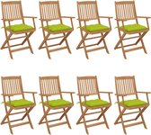 Decoways - Tuinstoelen 8 st inklapbaar met kussens massief acaciahout