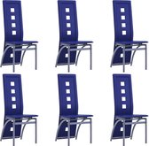 Decoways - Eetkamerstoelen 6 st kunstleer blauw