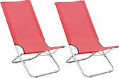 Decoways - Strandstoelen 2 stuks inklapbaar stof rood