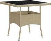 Decoways - Tuintafel poly rattan en glas beige