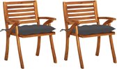 Decoways - Tuinstoelen 2 stuks met kussens massief acaciahout
