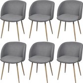 Decoways - Eetkamerstoelen 6 stuks stof lichtgrijs