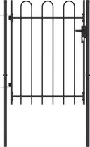 Bol.com Decoways - Poort met gebogen bovenkant enkel 1x12 m staal zwart aanbieding