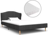 Decoways - Bed met matras stof donkergrijs 90x200 cm