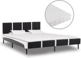 Decoways - Bed met matras kunstleer zwart en wit 180x200 cm