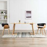 Decoways - Eetkamerstoelen 2 stuks gebogen hout en kunstleer zwart