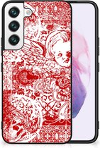 Back Case TPU Siliconen Hoesje Samsung Galaxy S22 GSM Hoesje met Zwarte rand Angel Skull Red