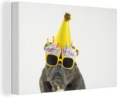 Canvas schilderij 180x120 cm - Wanddecoratie Jarige hond - Muurdecoratie woonkamer - Slaapkamer decoratie - Kamer accessoires - Schilderijen