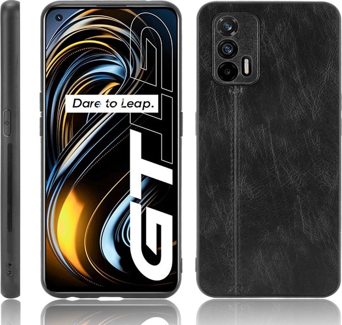 Mobigear Hoesje geschikt voor Realme GT Telefoonhoesje | Mobigear Stitch Backcover | GT Case | Back Cover - Zwart