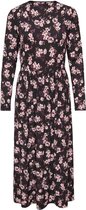 Jacqueline de Yong Jurk Jdysvan L/s Aop Shin Length Dress Jrs 15170095 Black/ Big Flower Dames Maat - S