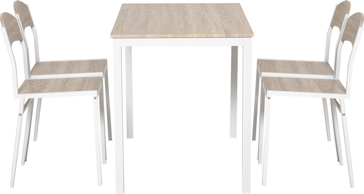 HOMCOM Eettafel Set met 2 Stoelen, Compacte Set van Tafel en Stoelen voor Eetkamer, Woonkamer, Keuken, met Metalen Frame | Netherlands