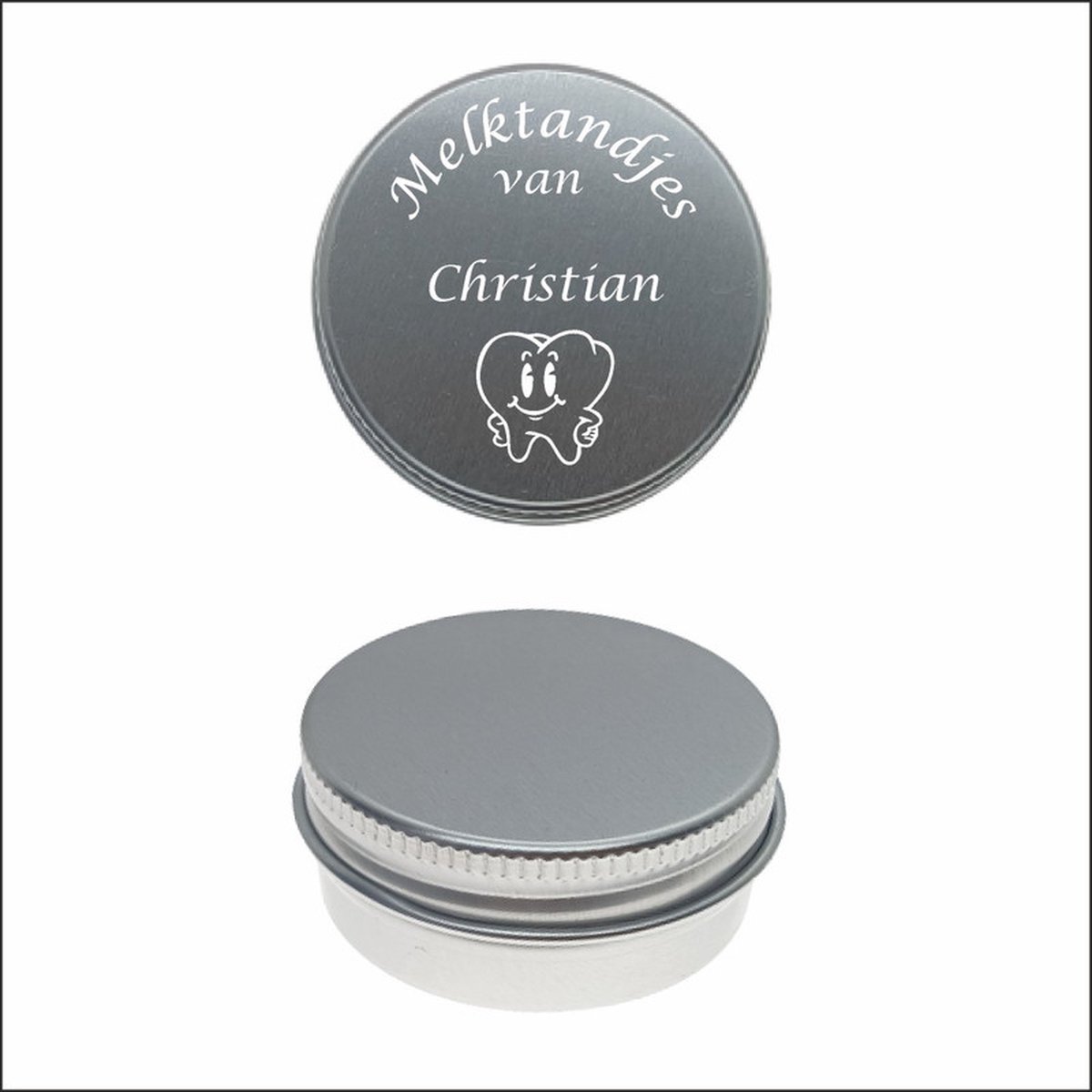 Goedkoopste Melktanden Blikje Met Naam Gravering - Christian