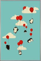 JUNIQE - Poster met kunststof lijst We Fly -30x45 /Blauw & Rood