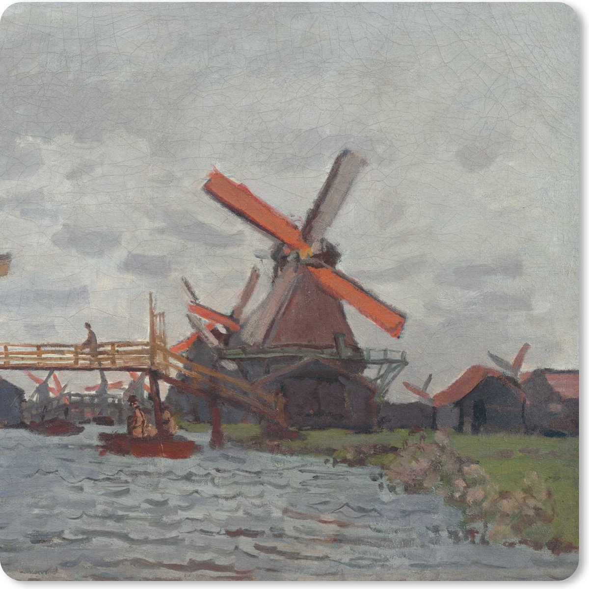 Muismat 20x20 cm - Mousepad Molens bij Zaandam - Claude Monet - Muismatten