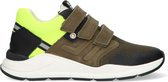 Braqeez 422481-569 Jongens Lage Sneakers - Zwart/Groen/Geel - Leer - Klittenband