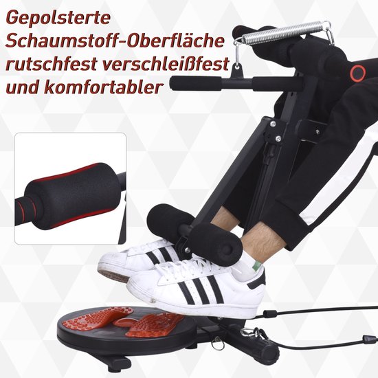 HOMCOM Trainingsbank sit-upbank buikspiertrainer multifunctioneel met trainingsbanden fitness staal zwart 140 L x 73 B x 57 H cm HOMCOM Trainingsbank sit-upbank buikspiertrainer multifunctioneel met trainingsbanden fitness staal zwart 140 L x 73 B x 57 H cm