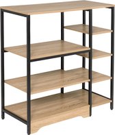 Kamyra® Houten Opbergkast met 7 Planken - Boekenkast, Open Kast, Wandkast, Keukenkast - 90x40x95 cm - MDF & Metaal - Bruin