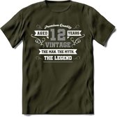 12 Jaar Legend T-Shirt | Zilver - Wit | Grappig Verjaardag en Feest Cadeau | Dames - Heren - Unisex | Kleding Kado | - Leger Groen - S