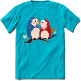 Lovebirds - Valentijn T-Shirt | Grappig Valentijnsdag Cadeautje voor Hem en Haar | Dames - Heren - Unisex | Kleding Cadeau | - Blauw - M