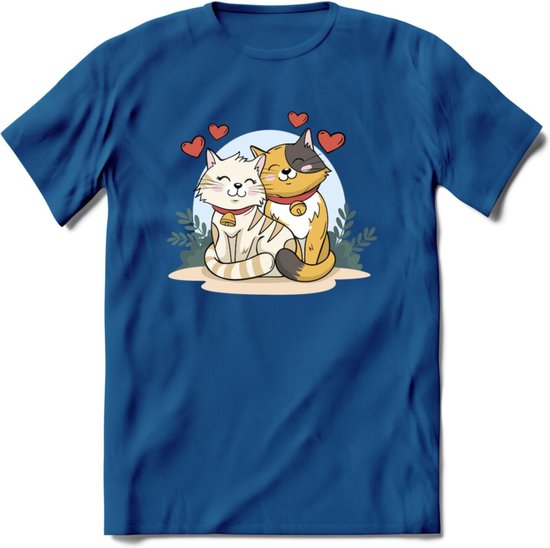 Knuffel kat Valentijn T-Shirt | Grappig Valentijnsdag Cadeautje voor Hem en Haar | Dames - Heren - Unisex | Kleding Cadeau | - Donker Blauw - 3XL