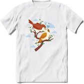 Lovebirds - Valentijn T-Shirt | Grappig Valentijnsdag Cadeautje voor Hem en Haar | Dames - Heren - Unisex | Kleding Cadeau | - Wit - XL