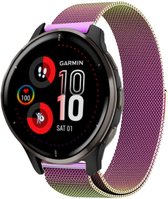 Strap-it Garmin Venu 2 Plus Milanese band - regenboog