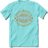 1980 The One And Only T-Shirt | Goud - Zilver | Grappig Verjaardag  En  Feest Cadeau | Dames - Heren | - Licht Blauw - M