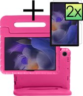 Hoesje Geschikt voor Samsung Galaxy Tab A8 Hoesje Kinderhoes Shockproof Hoes Kids Case Met 2x Screenprotector - Roze.