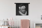 Wandkleed - Wanddoek - Portret van Willem I - Adriaen Thomasz - Zwart - Wit - 60x60 cm - Wandtapijt