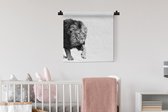 Tapisserie - Tapisserie - Lion - Animaux - Zwart - Wit - 60x60 cm - Tapisserie