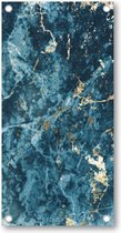 Blauw en Goud - Marmer patroon - Tuinposter 100x200 - Wanddecoratie - Minimalist
