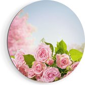 Artaza Dibond Cercle Mural Bouquet Fleurs Roses Roses - Ø 80 cm - Groot - Cercle Mural - Tableau Rond - Pour Intérieur et Extérieur