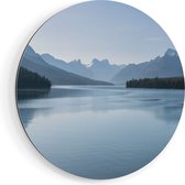 Artaza Dibond Muurcirkel Meer Bij De Bergen In Alberta, Canada - Ø 60 cm - Wandcirkel - Rond Schilderij - Voor Binnen en Buiten