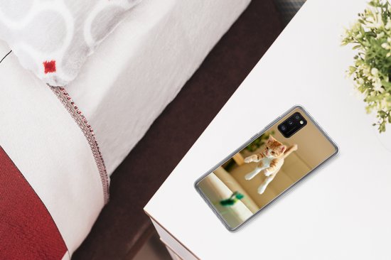 Telefoonhoesje Geschikt voor Samsung Galaxy A41 hoesje - Kat - Spring - Speelgoed - Siliconen Telefoonhoesje Telefoonhoesje