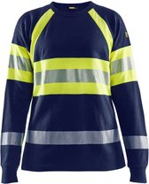 Blaklader Vlamvertragend dames-T-shirt met lange mouwen 3494-1761 - Marine/High Vis Geel - M