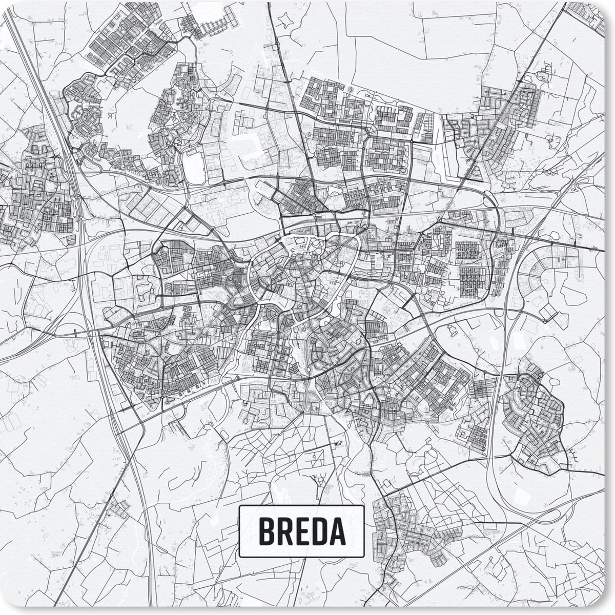 Muismat 30x30 cm - Mousepad Stadskaart Breda - Muismatten
