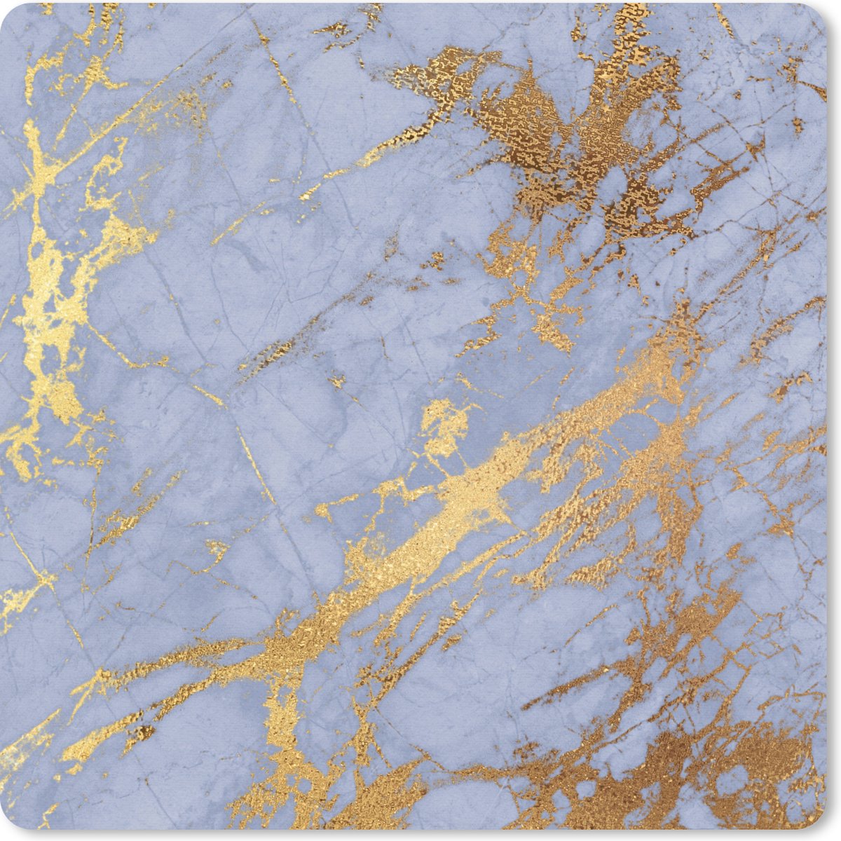 Muismat 30x30 cm - Mousepad Marmer - Blauw - Goud - Muismatten