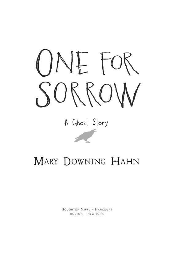 Boek "One for Sorrow" met een kraai en de titel in handgeschreven letters.