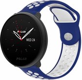 Siliconen Smartwatch bandje - Geschikt voor  Polar Ignite 2 sport band - blauw/wit - Strap-it Horlogeband / Polsband / Armband