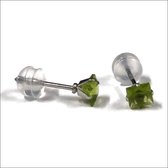 Aramat jewels ® - Zirkonia zweerknopjes vierkant 4mm oorbellen olijf groen chirurgisch staal