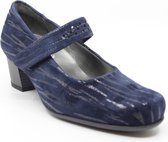 Durea 5735 Blauw Wijdte H pump klittenband sluiting nubuck