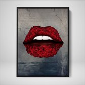 DEVICI Ingelijste Motiverende Wanddecoratie - Muurdecoratie - Rose Lips - Ingelijste Canvas Wall Art Ingelijste Wanddecoratie Kantoor Ingelijste Kunstposters & Kunstprints