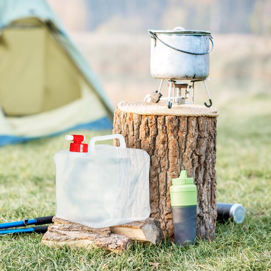 opvouwbare jerrycans - 4 stuks - 15 l - kraan - schroefdop - draagbaar - watertank camping - transparant-rood van Merkloos — afbeelding 4