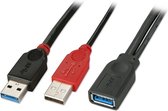 Lindy - USB 3.0 Dual Power Kabel Typ A Verlängerung, schwarz