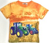 S&C Tractor T-shirt H61 - Oranje - John Deere + Fendt - Maat 134/140