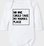 Baby Rompertje met tekst 'No one could take my mama's place' | Lange mouw l | wit zwart | maat 62/68 | cadeau | Kraamcadeau | Kraamkado