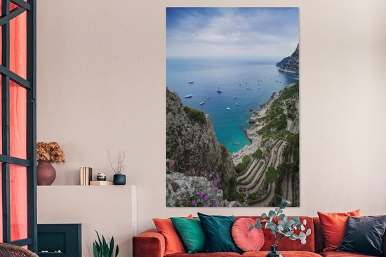 Toile Peinture Via Krupp sur l'île de Capri - 120x180 cm - Décoration murale XXL