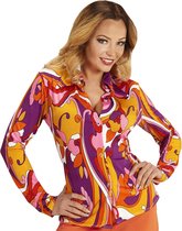 Widmann - Hippie Kostuum - Groovy Gina 70s Dames Shirt, Orchidee Vrouw - Multicolor - Large / XL - Carnavalskleding - Verkleedkleding